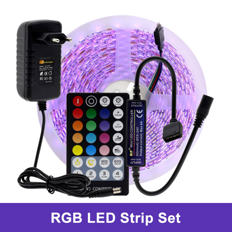DC12V 16.4ft/5M SMD 5050 RGB/RGBW/RGBWW/RGB+CCT LED Ligth Strip Kit,60LEDs/M, With 28 Key Remote Control, Color Changing LED Light Strip